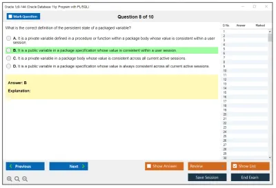 Oracle 1z0-144 Oracle Database 11g: Program with PL/SQL Practice test exam simulator test engine exam Prep practice test questions answers Image 8