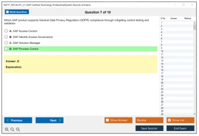 SAP P_SECAUTH_21 SAP Certified Technology ProfessionalSystem Security Architect Practice test exam simulator test engine exam Prep practice test questions answers Image 7