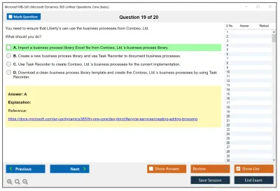 Microsoft MB-300 Microsoft Dynamics 365: Core Finance and Operations Practice test exam simulator test engine exam Prep practice test questions answers Image 19
