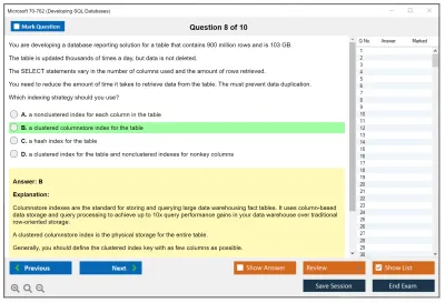 Microsoft 70-762 Developing SQL Databases Practice test exam simulator test engine exam Prep practice test questions answers Image 8