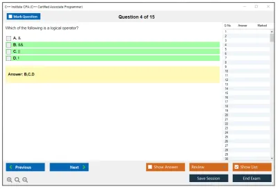 C++ Institute CPA C++ Certified Associate Programmer Practice test exam simulator test engine exam Prep practice test questions answers Image 4