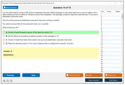Microsoft 70-463 Implementing a Data Warehouse with Microsoft SQL Server 2012 Practice test exam simulator test engine exam Prep practice test questions answers Image 14