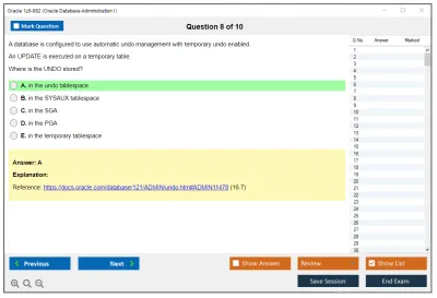 Oracle 1z0-082 Oracle Database Administration I Practice test exam simulator test engine exam Prep practice test questions answers Image 8
