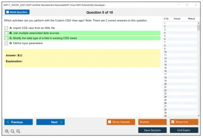 SAP C_S4CDK_2023 SAP Certified Development AssociateSAP Cloud SDK Extensibility Developer Practice test exam simulator test engine exam Prep practice test questions answers Image 5