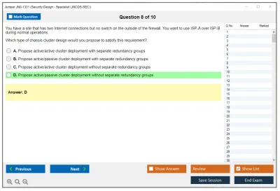 Juniper JN0-1331 Security Design - Specialist (JNCDS-SEC) Practice test exam simulator test engine exam Prep practice test questions answers Image 8