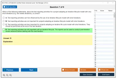 ISTQB TM12 ISTQB-BCS Certified Tester Advanced Level- Test Manager (2012) Practice test exam simulator test engine exam Prep practice test questions answers Image 7