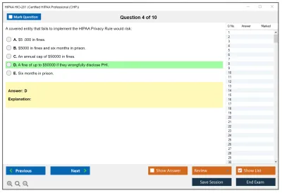 HIPAA HIO-201 Certified HIPAA Professional Practice test exam simulator test engine exam Prep practice test questions answers Image 4