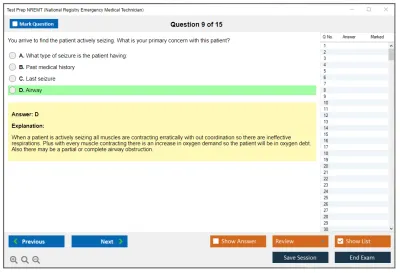 Test Prep NREMT National Registry Emergency Medical Technician Practice test exam simulator test engine exam Prep practice test questions answers Image 9