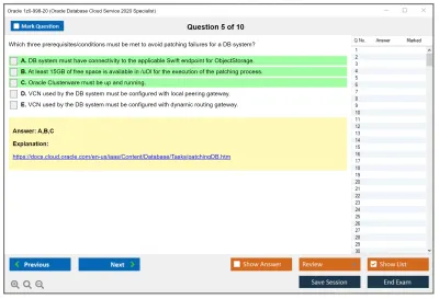 Oracle 1z0-998-20 Oracle Database Cloud Service 2020 Specialist Practice test exam simulator test engine exam Prep practice test questions answers Image 5