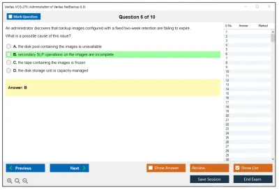 Veritas VCS-276 Administration of Veritas NetBackup 8.0 Practice test exam simulator test engine exam Prep practice test questions answers Image 6