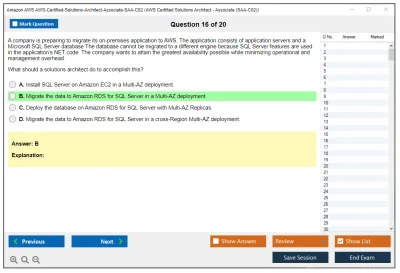 Amazon AWS AWS-Certified-Solutions-Architect-Associate-SAA-C02 AWS Certified Solutions Architect - Associate (SAA-C02) Practice test exam simulator test engine exam Prep practice test questions answers Image 16
