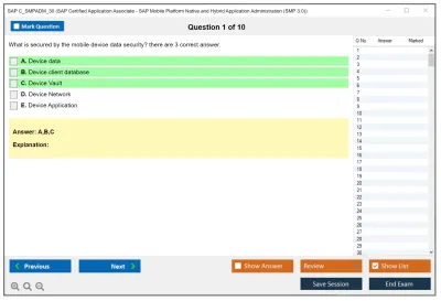 SAP C_SMPADM_30 SAP Certified Associate - SAP Mobile Platform Native and Hybrid Application Administration (SMP 3.0) Practice test exam simulator test engine exam Prep practice test questions answers Image 1