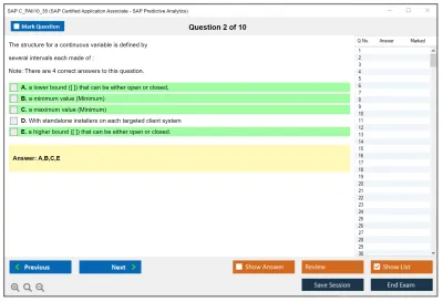 SAP C_PAII10_35 SAP Certified Application Associate - SAP Predictive Analytics Practice test exam simulator test engine exam Prep practice test questions answers Image 2