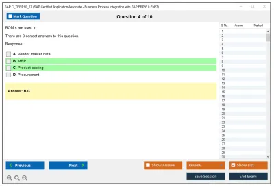 SAP C_TERP10_67 SAP Certified Application Associate - Business Process Integration with SAP ERP 6.0 EhP7 Practice test exam simulator test engine exam Prep practice test questions answers Image 4