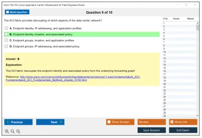 Cisco 700-703 Cisco Application Centric Infrastructure for Field Engineers Exam Practice test exam simulator test engine exam Prep practice test questions answers Image 9