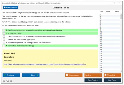 Microsoft MS-600 Building Applications and Solutions with Microsoft 365 Core Services Practice test exam simulator test engine exam Prep practice test questions answers Image 7