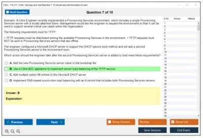 Citrix 1Y0-311 Citrix XenApp and XenDesktop 7.15 Advanced Administration Exam Practice test exam simulator test engine exam Prep practice test questions answers Image 7