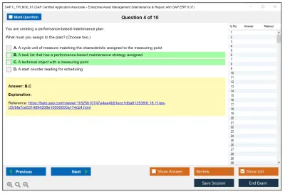 SAP C_TPLM30_67 SAP Certified Associate - SAP Maintenance & Repair with ERP 6.0 EHP7 Practice test exam simulator test engine exam Prep practice test questions answers Image 4