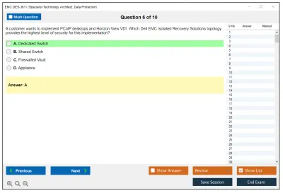 EMC DES-3611 Specialist Technology Architect, Data Protection Practice test exam simulator test engine exam Prep practice test questions answers Image 6