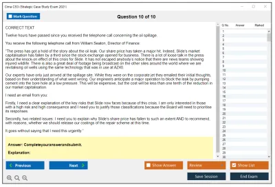 Cima CS3 Strategic Case Study Exam 2021 Practice test exam simulator test engine exam Prep practice test questions answers Image 10