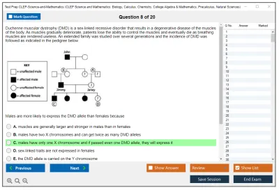 Test Prep CLEP-Science-and-Mathematics CLEP Science and Mathematics: Biology, Calculus, Chemistry, College Algebra & Mathematics, Precalculus, Natural Sciences Practice test exam simulator test engine exam Prep practice test questions answers Image 8