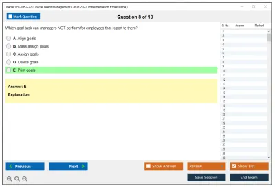Oracle 1z0-1052-22 Oracle Talent Management Cloud 2022 Implementation Professional Practice test exam simulator test engine exam Prep practice test questions answers Image 8