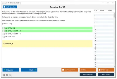 Microsoft 77-884 Outlook 2010 Practice test exam simulator test engine exam Prep practice test questions answers Image 2