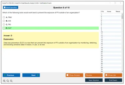CompTIA CS0-003 CompTIA CyberSecurity Analyst CySA+ Certification Exam Practice test exam simulator test engine exam Prep practice test questions answers Image 8