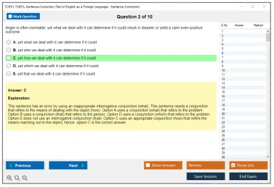 TOEFL TOEFL-Sentence-Correction Test of English as a Foreign Language - Sentence Correction Practice test exam simulator test engine exam Prep practice test questions answers Image 2