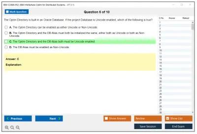 IBM C2090-552 IBM InfoSphere Optim for Distributed Systems - V7.3.1 Practice test exam simulator test engine exam Prep practice test questions answers Image 6