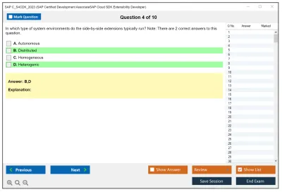 SAP C_S4CDK_2023 SAP Certified Development AssociateSAP Cloud SDK Extensibility Developer Practice test exam simulator test engine exam Prep practice test questions answers Image 4
