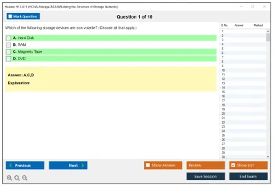Huawei H13-611 HCNA-Storage-BSSN(Building the Structure of Storage Network) Practice test exam simulator test engine exam Prep practice test questions answers Image 1