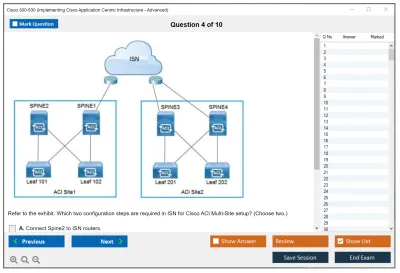 Cisco 300-630 Implementing Cisco Application Centric Infrastructure - Advanced (DCACIA) Practice test exam simulator test engine exam Prep practice test questions answers Image 4