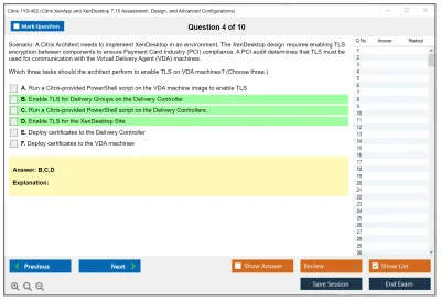 Citrix 1Y0-402 Citrix XenApp and XenDesktop 7.15 Assessment, Design, and Advanced Configurations Practice test exam simulator test engine exam Prep practice test questions answers Image 4