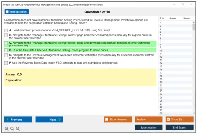 Oracle 1z0-1059-22 Oracle Revenue Management Cloud Service 2022 Implementation Professional Practice test exam simulator test engine exam Prep practice test questions answers Image 5
