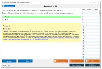 HP HPE2-W09 Aruba Data Center Network Specialist Exam Practice test exam simulator test engine exam Prep practice test questions answers Image 2