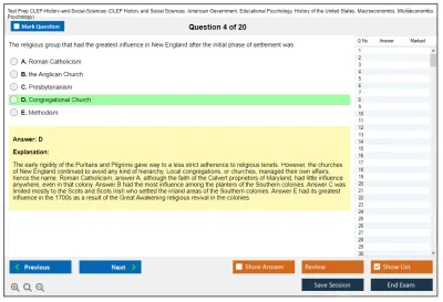 Test Prep CLEP-History-and-Social-Sciences CLEP History and Social Sciences: American Government, Educational Psychology, History of the United States, Macroeconomics, Microeconomics, Psychology Practice test exam simulator test engine exam Prep practice test questions answers Image 4