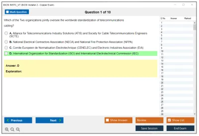 BICSI INSTC_V7 BICSI Installer 2 - Copper Exam Practice test exam simulator test engine exam Prep practice test questions answers Image 1