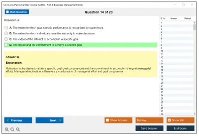 IIA IIA-CIA-Part4 Certified Internal Auditor - Part 4, Business Management Skills Practice test exam simulator test engine exam Prep practice test questions answers Image 14