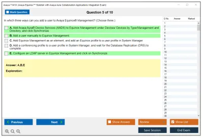 Avaya 7141X Avaya Equinox™ Solution with Avaya Aura Collaboration Applications Integration Exam Practice test exam simulator test engine exam Prep practice test questions answers Image 5