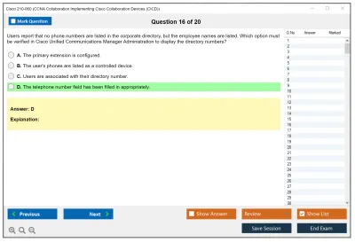Cisco 210-060 CCNA Collaboration Implementing Cisco Collaboration Devices (CICD) Practice test exam simulator test engine exam Prep practice test questions answers Image 16