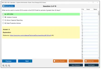 EMC DES-1B31 Specialist - Systems Administrator, Elastic Cloud Storage (ECS) Exam Practice test exam simulator test engine exam Prep practice test questions answers Image 2