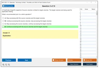EMC DES-1111 Specialist - Technology Architect. PowerMax and VMAX All Flash Solutions Exam Practice test exam simulator test engine exam Prep practice test questions answers Image 5