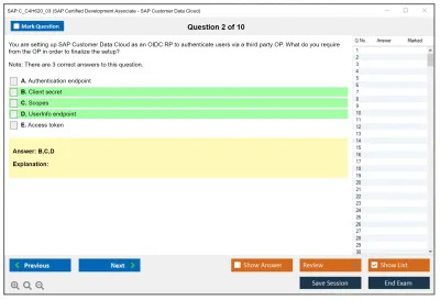 SAP C_C4H620_03 SAP Certified Development Associate - SAP Customer Data Cloud Practice test exam simulator test engine exam Prep practice test questions answers Image 2