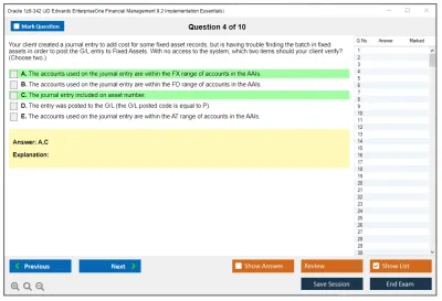 Oracle 1z0-342 JD Edwards EnterpriseOne Financial Management 9.2 Implementation Essentials Practice test exam simulator test engine exam Prep practice test questions answers Image 4