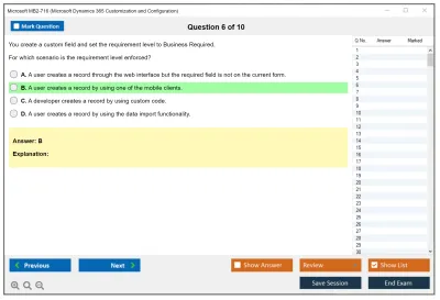 Microsoft MB2-716 Microsoft Dynamics 365 Customization and Configuration Practice test exam simulator test engine exam Prep practice test questions answers Image 6