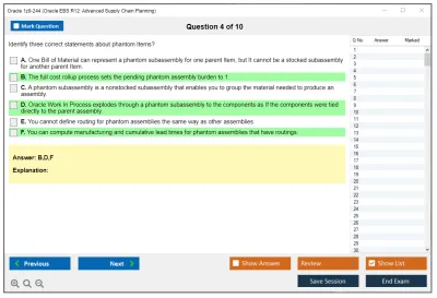 Oracle 1z0-244 Oracle EBS R12: Advanced Supply Chain Planning Practice test exam simulator test engine exam Prep practice test questions answers Image 4