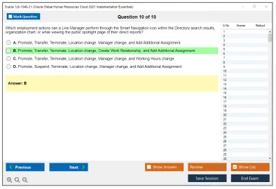 Oracle 1z0-1046-21 Oracle Global Human Resources Cloud 2021 Implementation Essentials Practice test exam simulator test engine exam Prep practice test questions answers Image 10