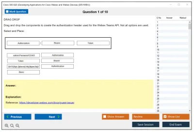 Cisco 300-920 Developing Applications for Cisco Webex and Webex Devices (DEVWBX) Practice test exam simulator test engine exam Prep practice test questions answers Image 1