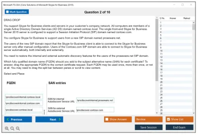Microsoft 70-334 Core Solutions of Microsoft Skype for Business 2015 Practice test exam simulator test engine exam Prep practice test questions answers Image 2